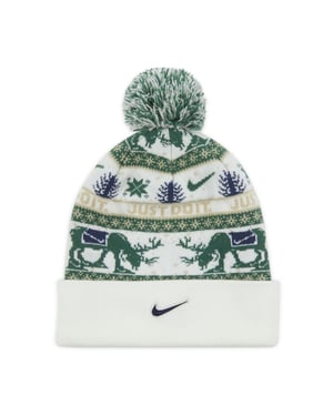 Accessories Nike Peak Reindeer Turn Up Brim Pom Pom Bobble Hat in Sail/Fir/Desert