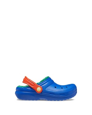 Boys Crocs Classic Lined Mules in Blue Bolt/Multi