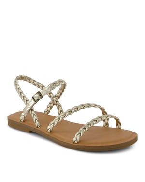 Women's Toms Kira Gladiator Sandals Open Toe Flats in Gold