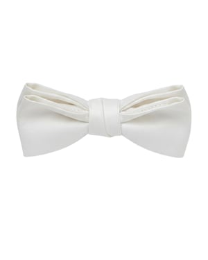 Off White Enfärgad Satin Formell Fluga (Vit)