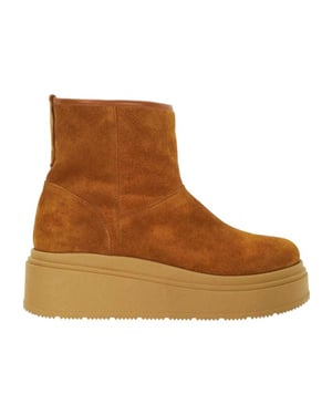 Dune London Dames Podsey Suede Plateauboots (Tan)