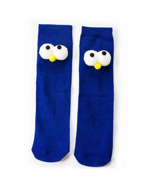 Flo Novelty Big Eyes Knee High Cotton Socks UK 7-11, Blue