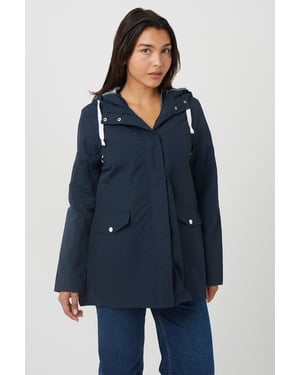 Navy Lightweight Coated Hooded Jacket