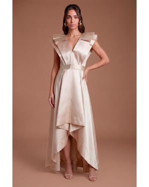 Frill Sleeve V Neck Midi Dress