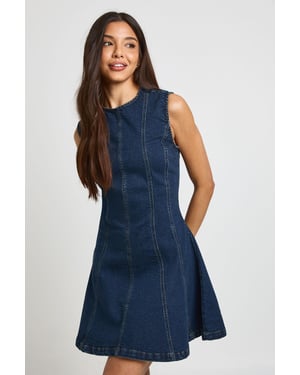 Sleeveless Seam Detail Denim Mini Dress