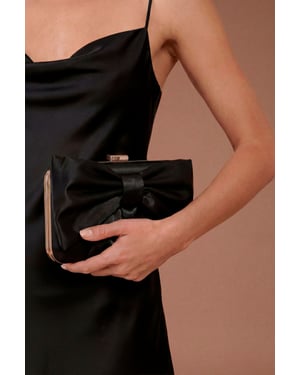Azalea Satin  Bow Detail Clutch Bag