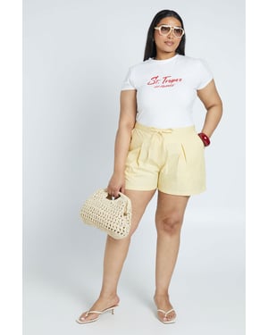 Plus Elasticated Back Front Pleat Bermda Short