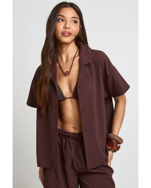 Essentials Oversized Textured Short Sleeve Beach Shirt