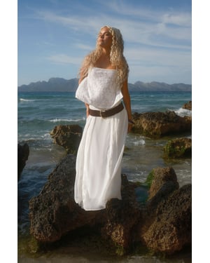Emboridered Lace Godet Maxi Skirt