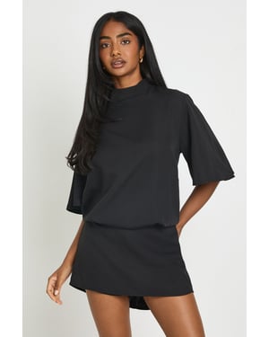 High Neck Shoulder Pad Boxy Playsuit