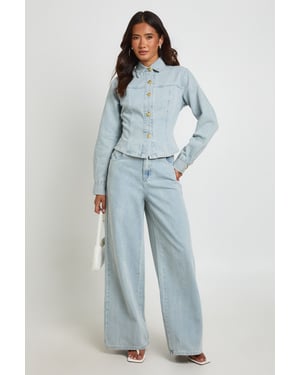 Gold Button Wide Leg Jean
