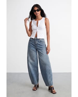 Mid Wash Barrel Jean