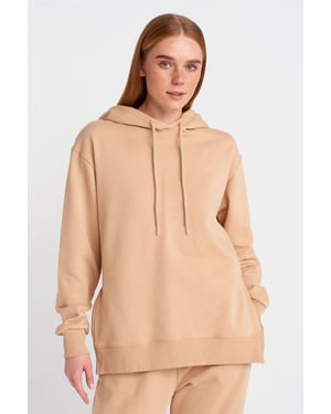 Oversized Cotton Zip-Front Hooded Sweatshirt