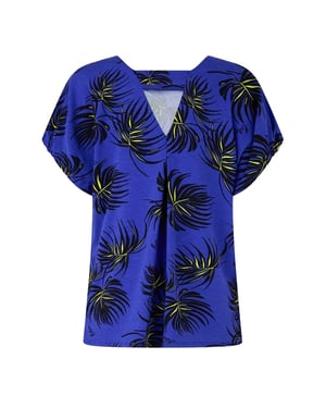 Biba Dames/Dames Bladprint Jersey V Hals Relaxed Fit Blouse (Blauw)