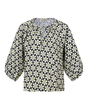 Regatta Damesblouse in boerenstijl met ballonmouwen (Zwart Madeliefje)