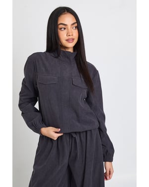 Cord Funnel Neck Tracksuit Top