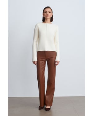 Dames Faux Leer Flared Broek