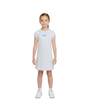 Nike Flickor Swoosh Kortärmad T-shirt Klänning (Grå)