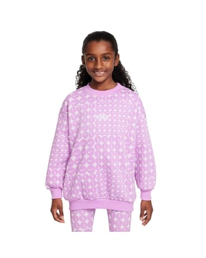 Nike Girls Club – Oversized-tröja i fleece (Fuchsia/vit)