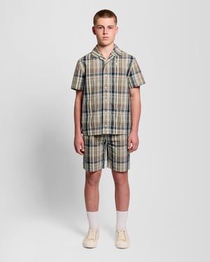 Linneblandning Rutiga Shorts