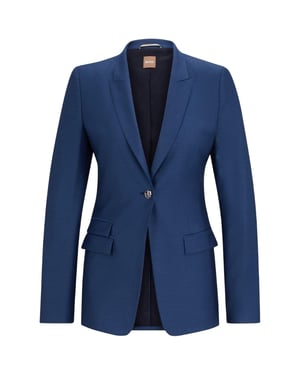 Boss Slanke damesblazer met enkele rij knopen (Blauw)