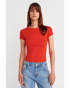 Dames Slim Fit Katoenen Crop T-shirt