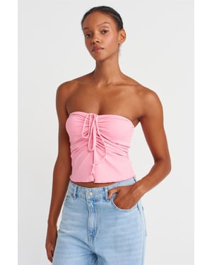 Dames Strapless Crop Blouse met Strikdetail