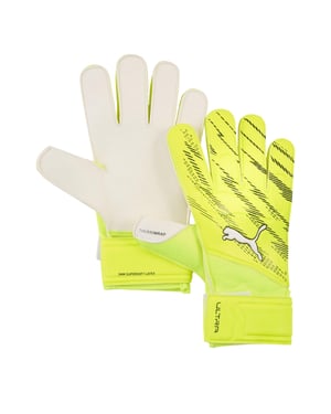 Puma Ultra Play Neon-målvaktshandskar för barn (Lime/Svart)