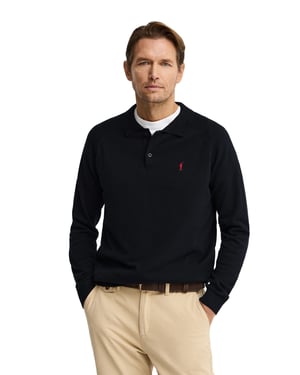 Men's Polo Collar Sweater with Buttons PULLOVER16