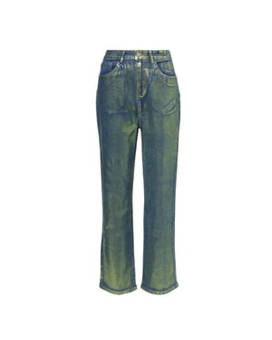 AmyLynn Jeans för kvinnor/damer: Lupe Metallic med 5 fickor (Grön)