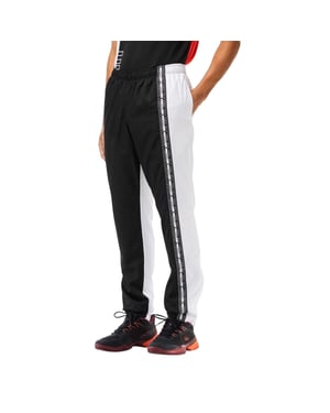 Lacoste Slanke trainingsbroek voor heren met kleurblokken (Zwart/Wit)