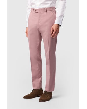 Flat Fronted Plain Slim Fit Suit Trousers in Dusty Pink