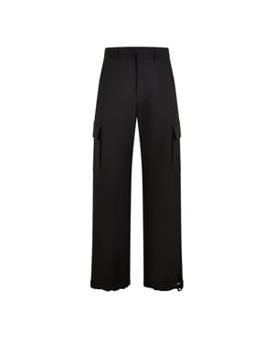 Off White Unisex cargobroek met wijde pijpen voor volwassenen (Zwart)