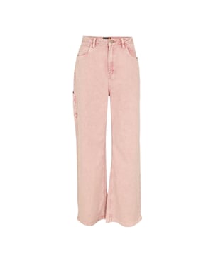 Timberland Cargo-jeans voor dames met hoge taille, wijde pijpen en een gewassen look (Perzik Roze)