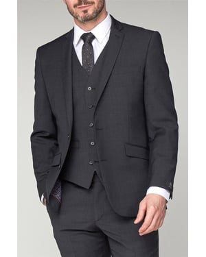 Sleeveless V-neck Plain Tailored Suit Waistcoat in Charcoal