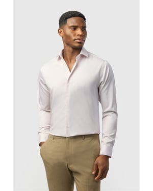 Long Sleeve Striped Tailored Formal Shirt in Light Grey