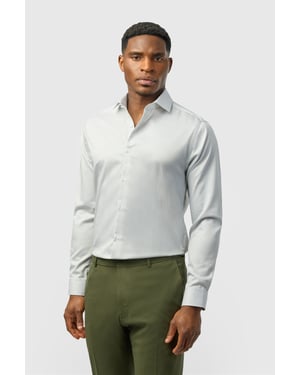 Long Sleeve Striped Tailored Formal Shirt in Light Grey