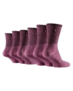 6 Pairs Ladies Cotton-Rich Boot Socks | Breathable Vintage Hiking Socks