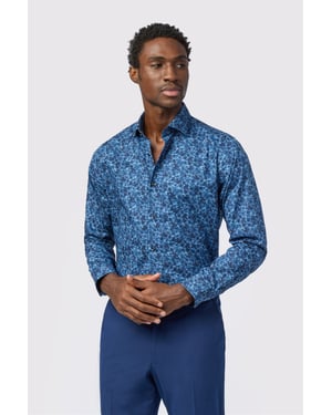 Long Sleeve Floral Tailored Formal Shirt in Blue