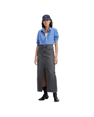 Levis Denim maxi-rok met hoge taille voor dames (Zwart)