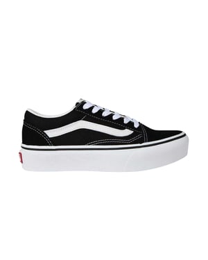 Vans Barn Old Skool Sidrems Plattformsskor (Svart/Vit)