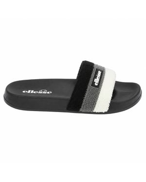 Ellesse Heren-slippers met open teen van badstof en drie strepen (Zwart/Grijs)