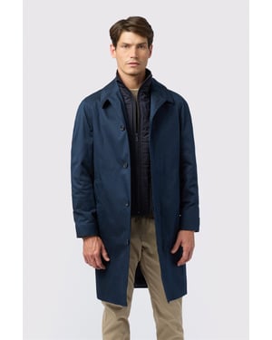 Single Breasted Long Sleeve Six Button Overcoat in Navy