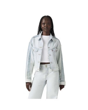 Levi's Dames Gestreepte Katoenen Denim Trucker Jacket (Blauw)