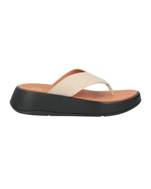 FitFlop F-Mode Luxe leren platte sandalen voor dames (Beige)