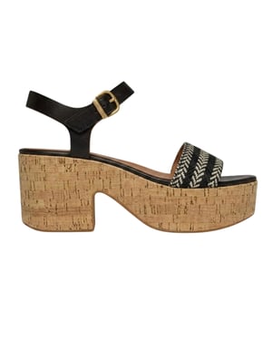 FitFlop Eloise leren plateausandalen voor dames (Zwart)