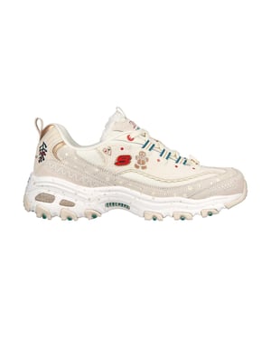 Skechers Dames DLites Kerst Suède Sneakers (Off White)
