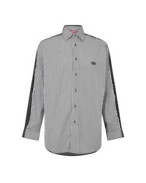 Diesel Herenshirt met Strepen van Katoen in Relaxed Fit (Zwart)