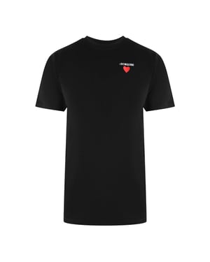 Love Moschino Heren Hart Logo T-Shirt (Zwart)