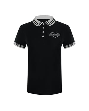 Love Moschino Heren Hart Katoen Logo Poloshirt (Zwart)